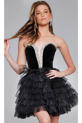 Jovani 40352 - Bejeweled Velvet Cocktail Dress