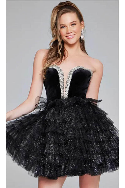 Jovani 40352 - Bejeweled Velvet Cocktail Dress - Prom
