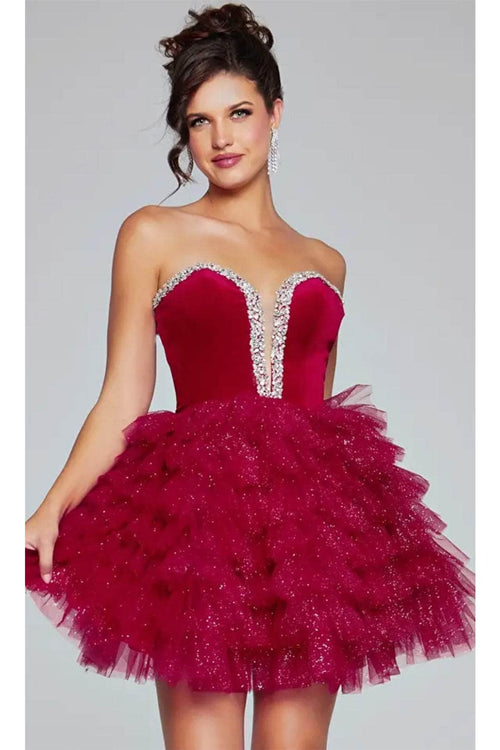 Jovani 40352 - Bejeweled Velvet Cocktail Dress - Prom