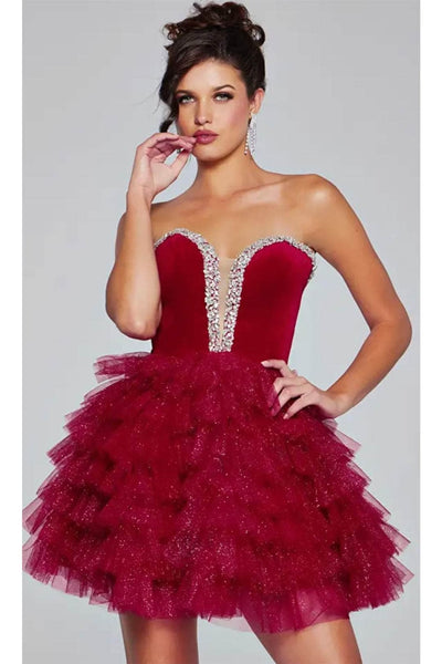 Jovani 40352 - Bejeweled Velvet Cocktail Dress - Prom