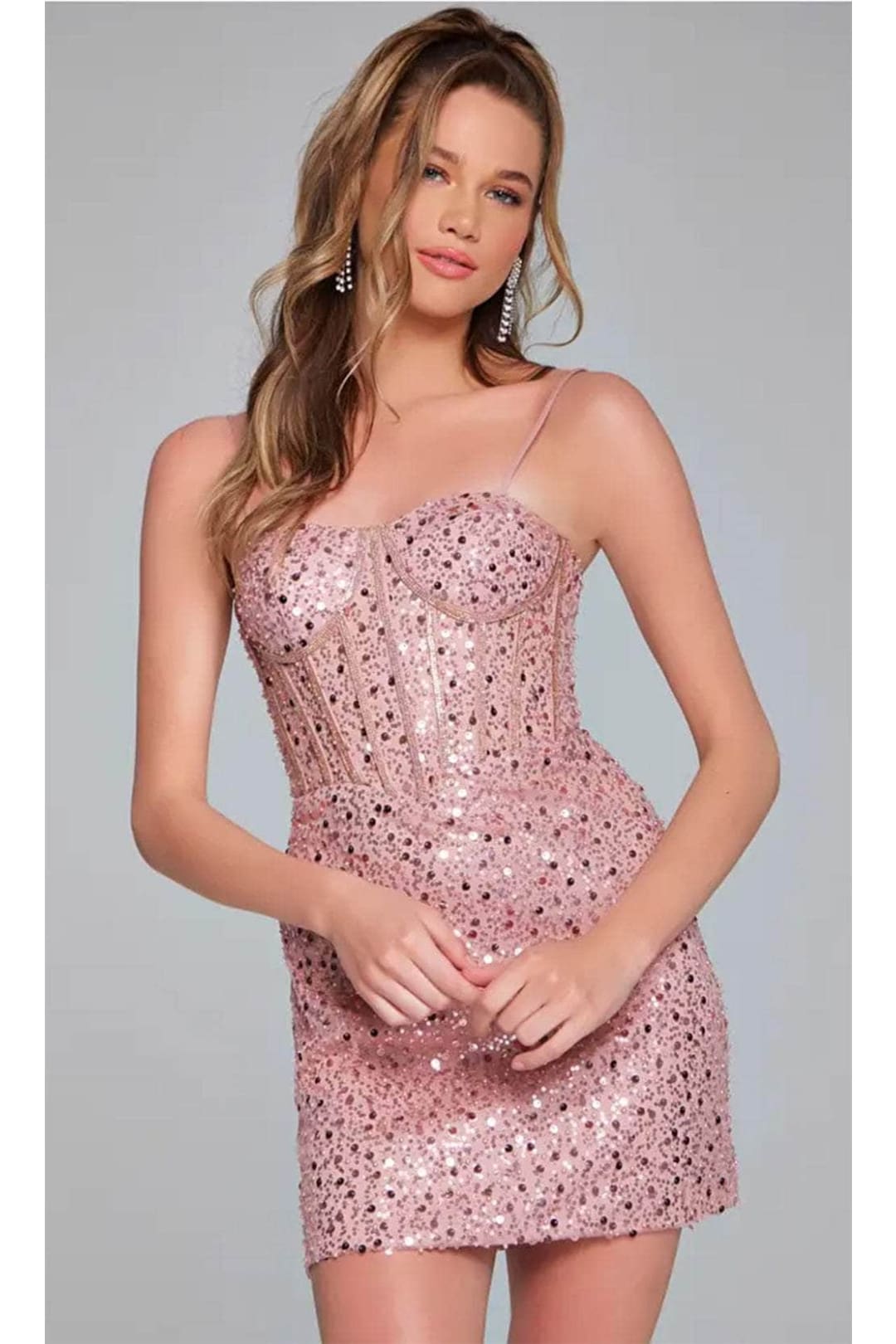 Jovani 40358 - Embellished Corset Bodice Cocktail Dress - Prom