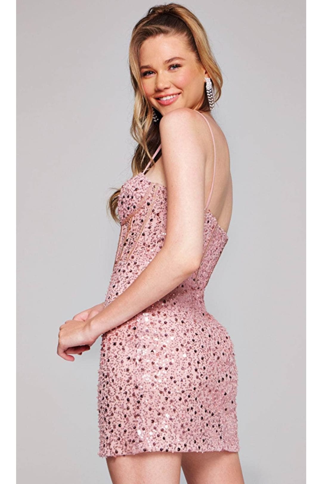 Jovani 40358 - Embellished Corset Bodice Cocktail Dress - Prom
