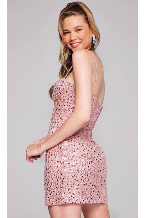 Jovani 40358 - Embellished Corset Bodice Cocktail Dress - Prom