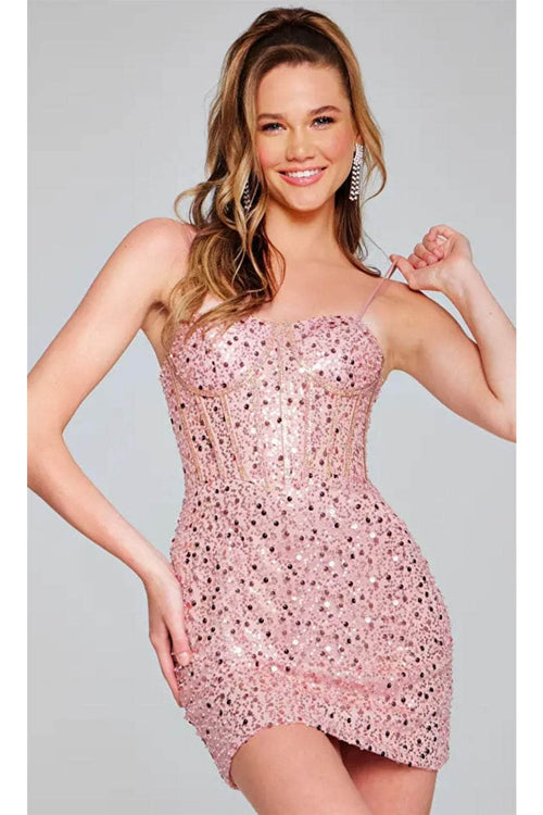 Jovani 40358 - Embellished Corset Bodice Cocktail Dress - Prom