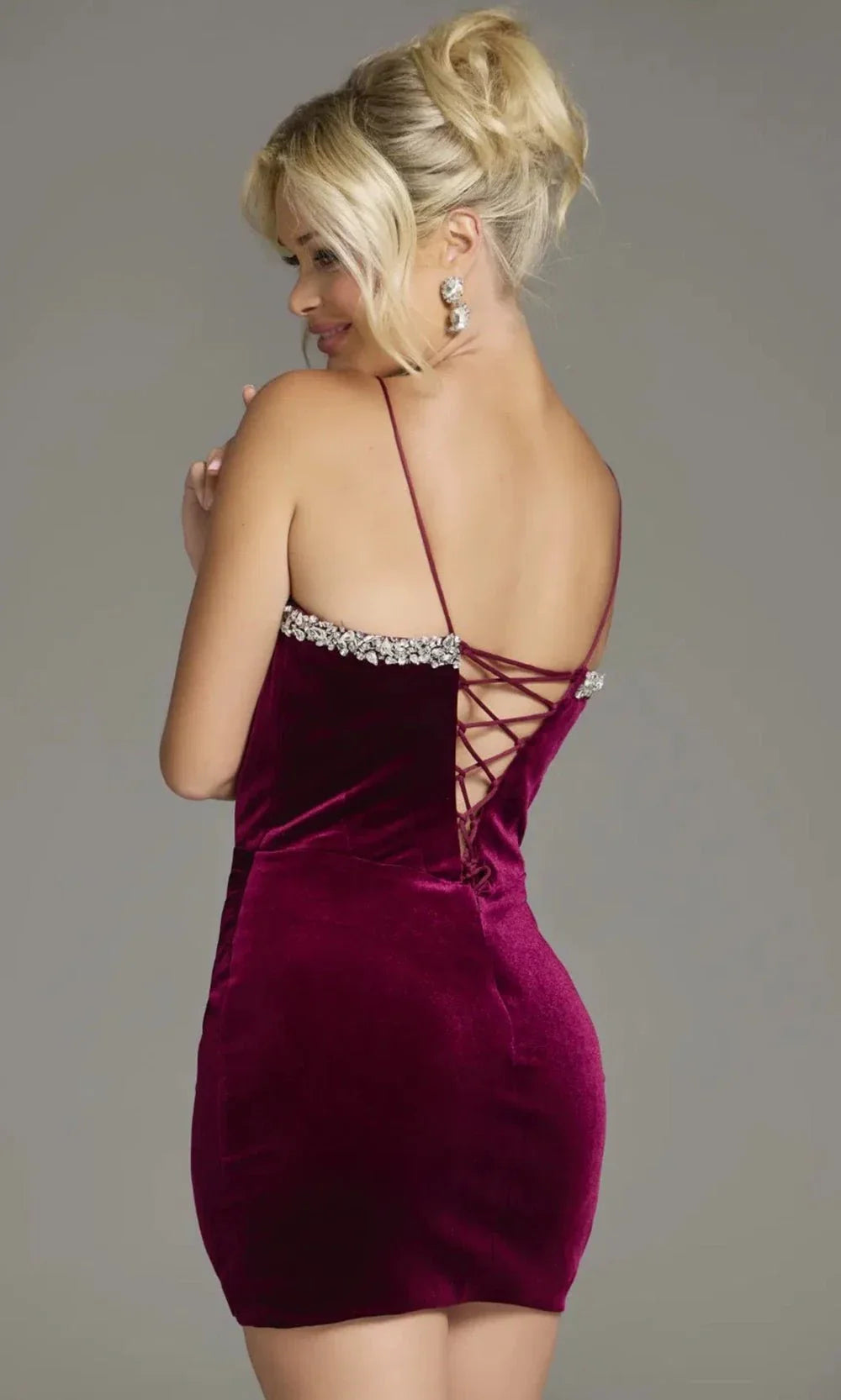 Jovani 40360 Velvet Dress with Rhinestone Details