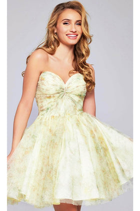 Jovani 40374 - Floral Printed Sweetheart Neck Cocktail Dress