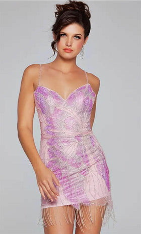Jovani 40377 - Sleeveless Beaded Fringe Cocktail Dress
