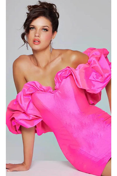 Jovani 40378 - Ruffled Neckline Sheath Cocktail Dress - Prom