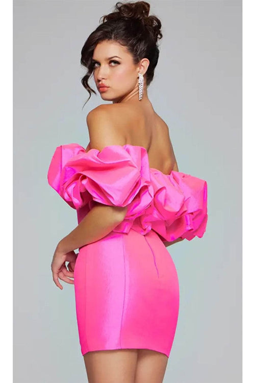 Jovani 40378 - Ruffled Neckline Sheath Cocktail Dress - Prom