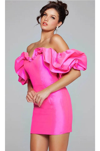Jovani 40378 - Ruffled Neckline Sheath Cocktail Dress - Prom