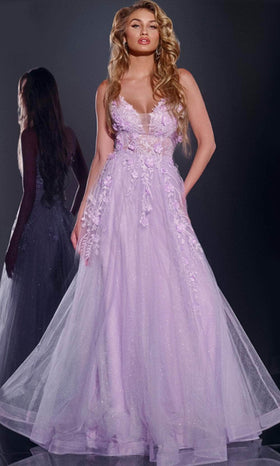 Jovani 40472 - Floral Applique Prom Dress