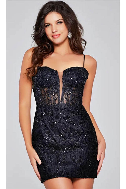 Jovani 40498 - Embroidered Sheath Cocktail Dress - Prom