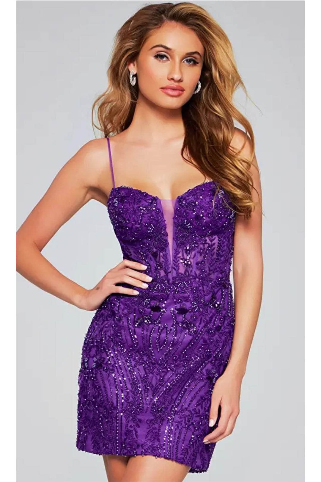 Jovani 40498 - Embroidered Sheath Cocktail Dress - Prom