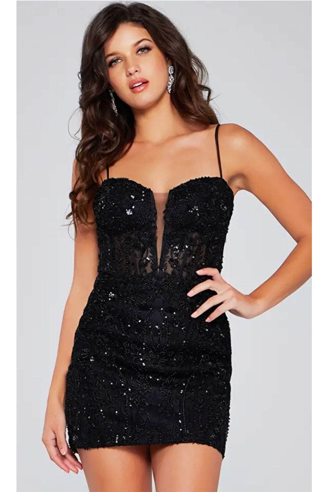 Jovani 40498 - Embroidered Sheath Cocktail Dress - Prom