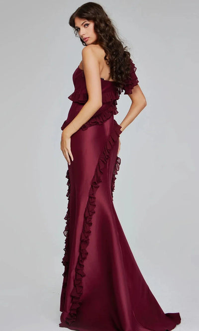 Striking One-Shoulder Ruffle Mermaid Gown by Jovani