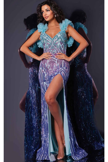 Jovani 40761 Blue-Lilac-Indigo