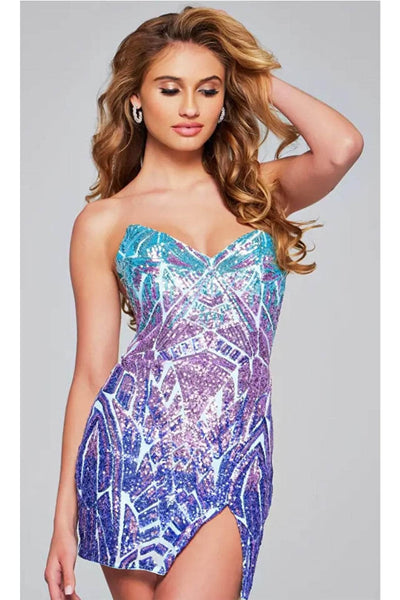 Jovani 40764 - Sequined Lace-Up Back Cocktail Dress - Prom