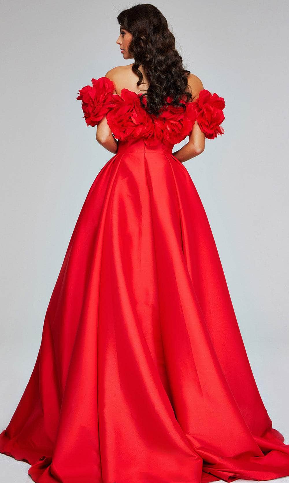 Jovani 40794 - Ballgown with Rosette and Plunging Neckline - Prom