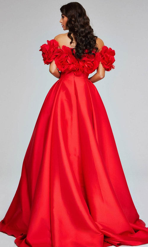 Jovani 40794 - Ballgown with Rosette and Plunging Neckline - Prom