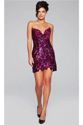 Jovani 40812 - Sequin V-Neck Cocktail Dress