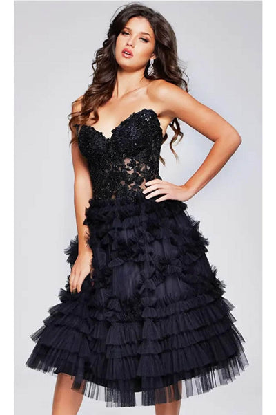Jovani 40854 - Beaded Strapless Knee-Length Dress - Prom
