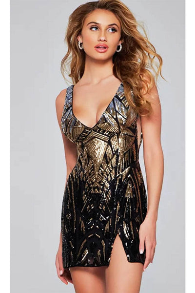 Jovani 40854 - Beaded Strapless Knee-Length Dress - Prom