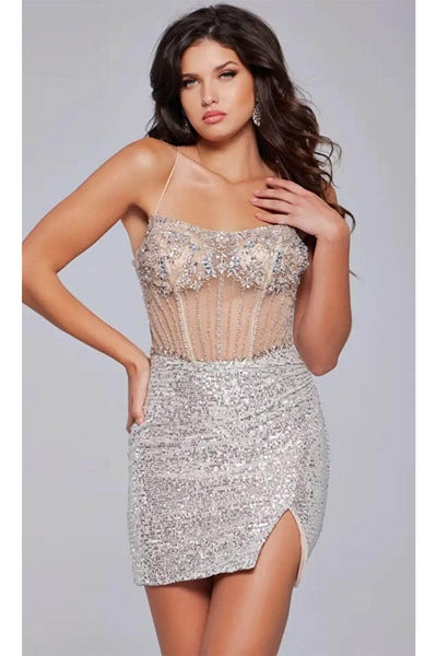 Jovani 41090 - Rhinestone Embellished Corset Bodice Cocktail Dress - Prom