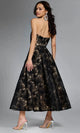 Strapless Floral Embroidered Tea-Length Dress from Jovani