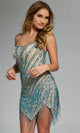 Jovani 42102 - Beaded Fringe Sleeveless Cocktail Dress