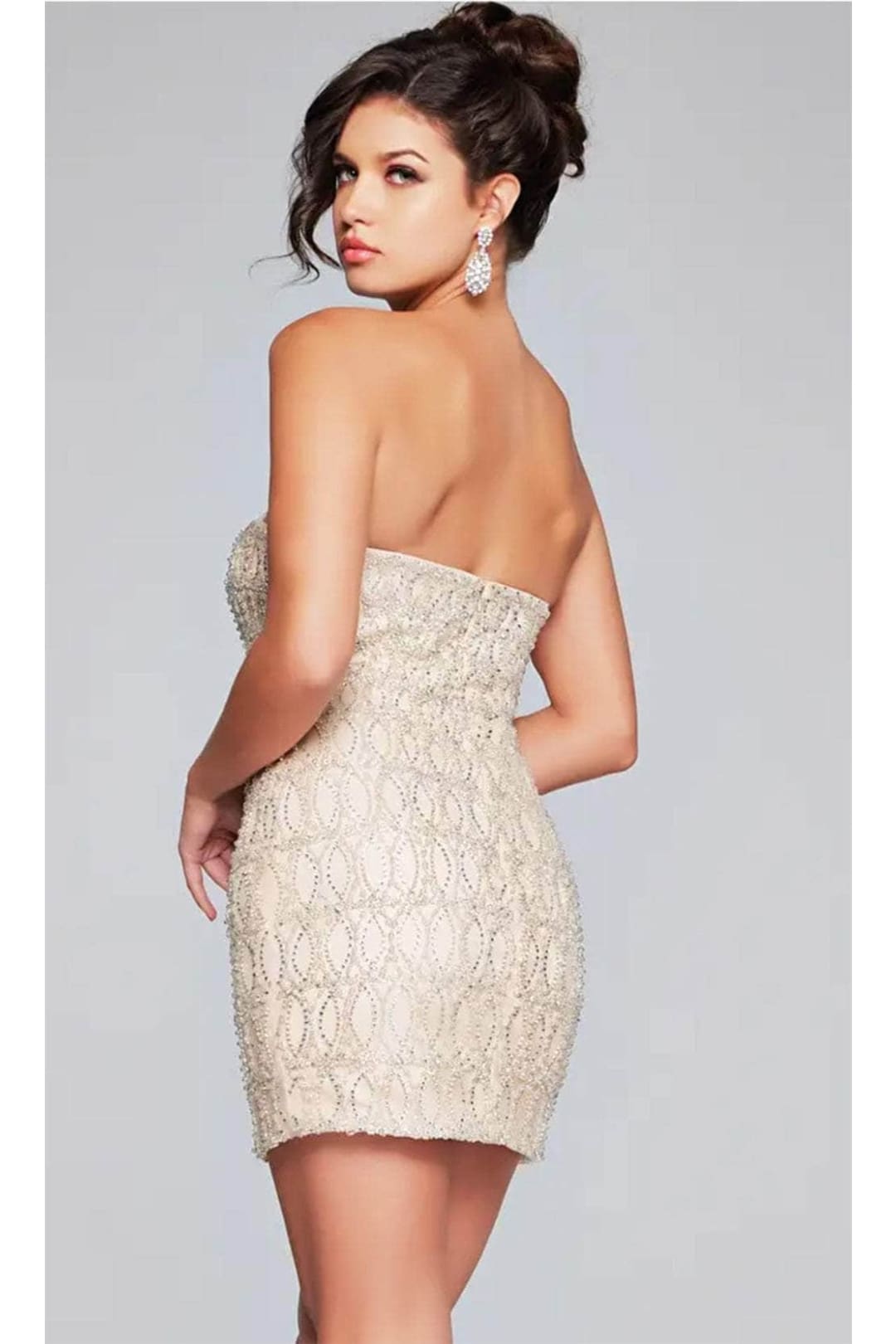 Jovani 42197 - Strapless Geometric Beaded Cocktail Dress - Prom