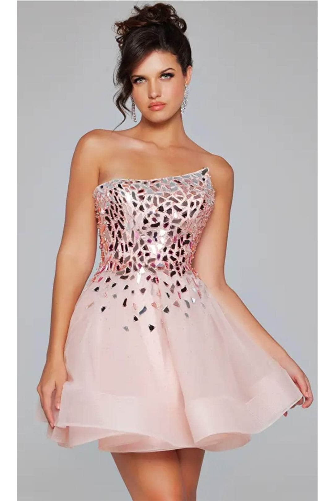 Jovani 42282 - Cut-Glass Layered A-Line Cocktail Dress - Prom
