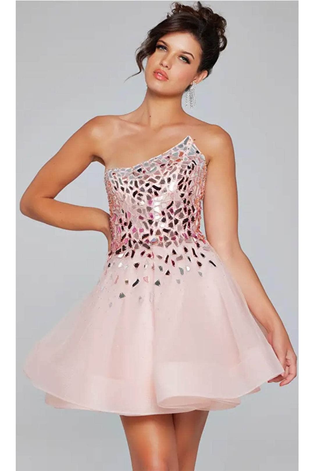 Jovani 42282 - Cut-Glass Layered A-Line Cocktail Dress - Prom