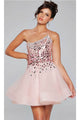 Jovani 42282 - Cut-Glass Layered A-Line Cocktail Dress - Prom