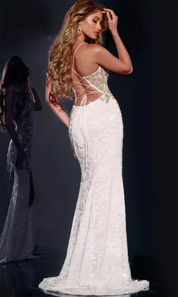 Jovani 42301 - Lace-Up Embellished Prom Dress - Prom