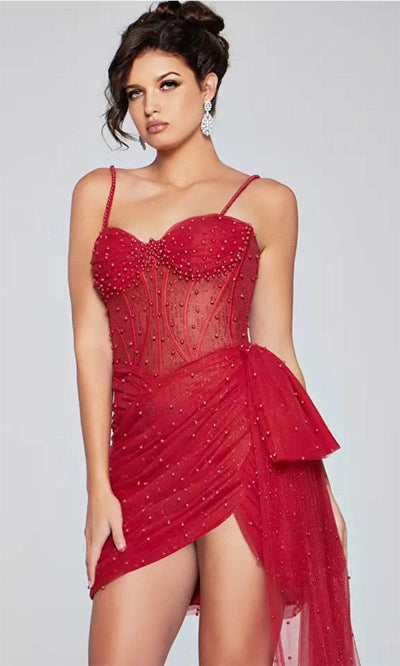 Jovani 42368 - Sheath Cocktail Dress with Asymmetric Hem - Prom