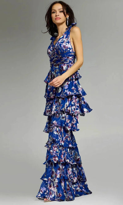Floral V-Neck Gown by Jovani 42381