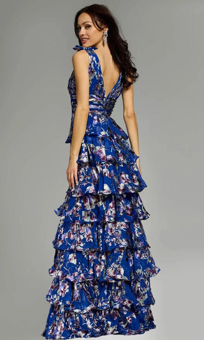 Floral V-Neck Gown by Jovani 42381