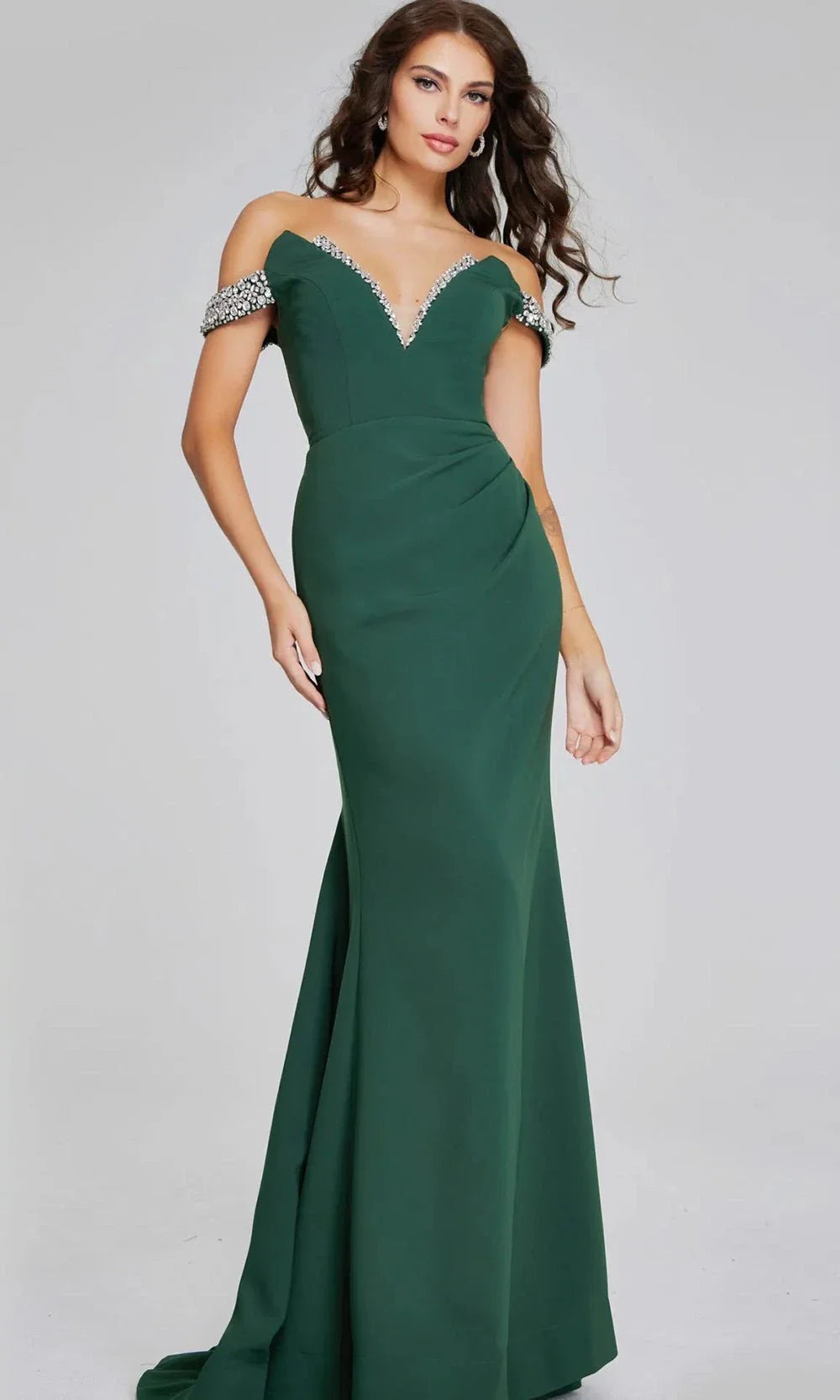 Jovani 42394 - Off Shoulder Gown with Beaded Trim Special Occasion Dress