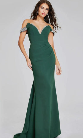 Jovani 42394 - Off Shoulder Beaded Gown