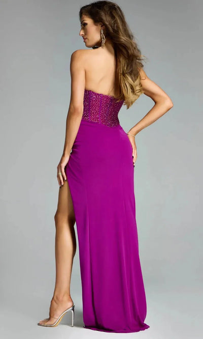 Jovani 42465 - Elegant Strapless Beaded Evening Gown