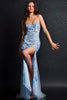 Jovani 4247 Strapless Sweetheart Fitted Beaded Mesh Long Prom Gown - Dress