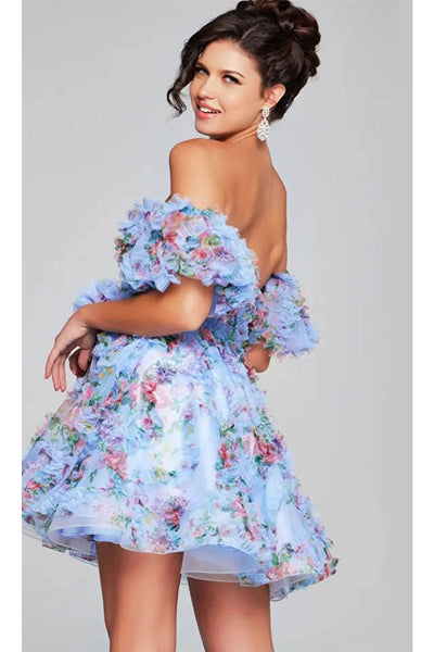 Jovani 42573 - Floral Print Ruffled Cocktail Dress - Prom