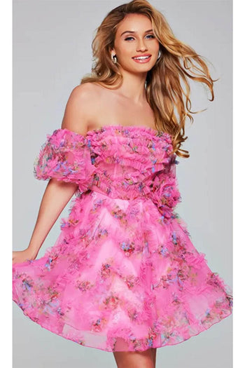 Jovani 42573 - Floral Print Ruffled Cocktail Dress - Prom