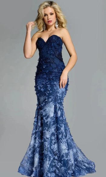Jovani 42740 - Strapless Lace Mermaid Gown with Appliques