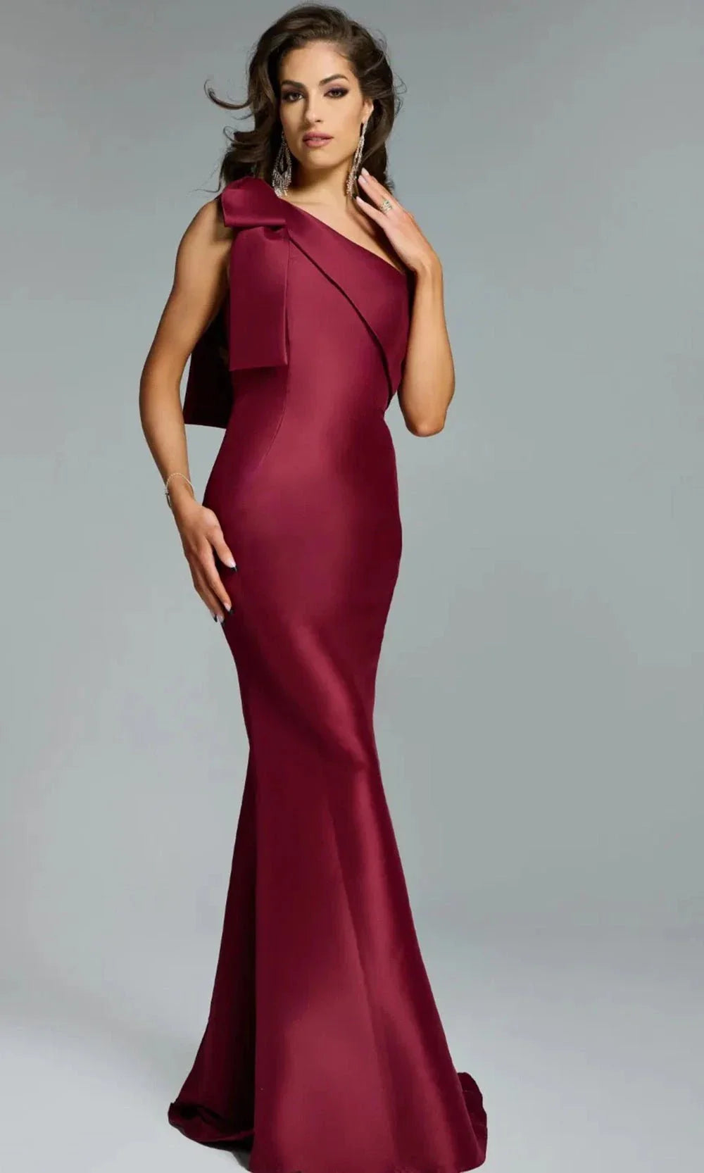 Jovani 43361 - One Shoulder Gown with Bow Detail