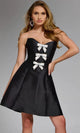 Jovani 43490 - Elegant Mini Dress with Rhinestone Bows