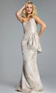 Jovani 43671 - Elegant Strapless Brocade Gown with Peplum