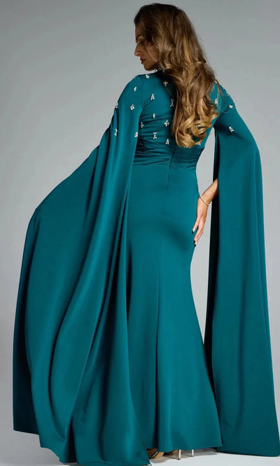 Jovani 43830 Beaded V-Neck Gown with Capesleeves