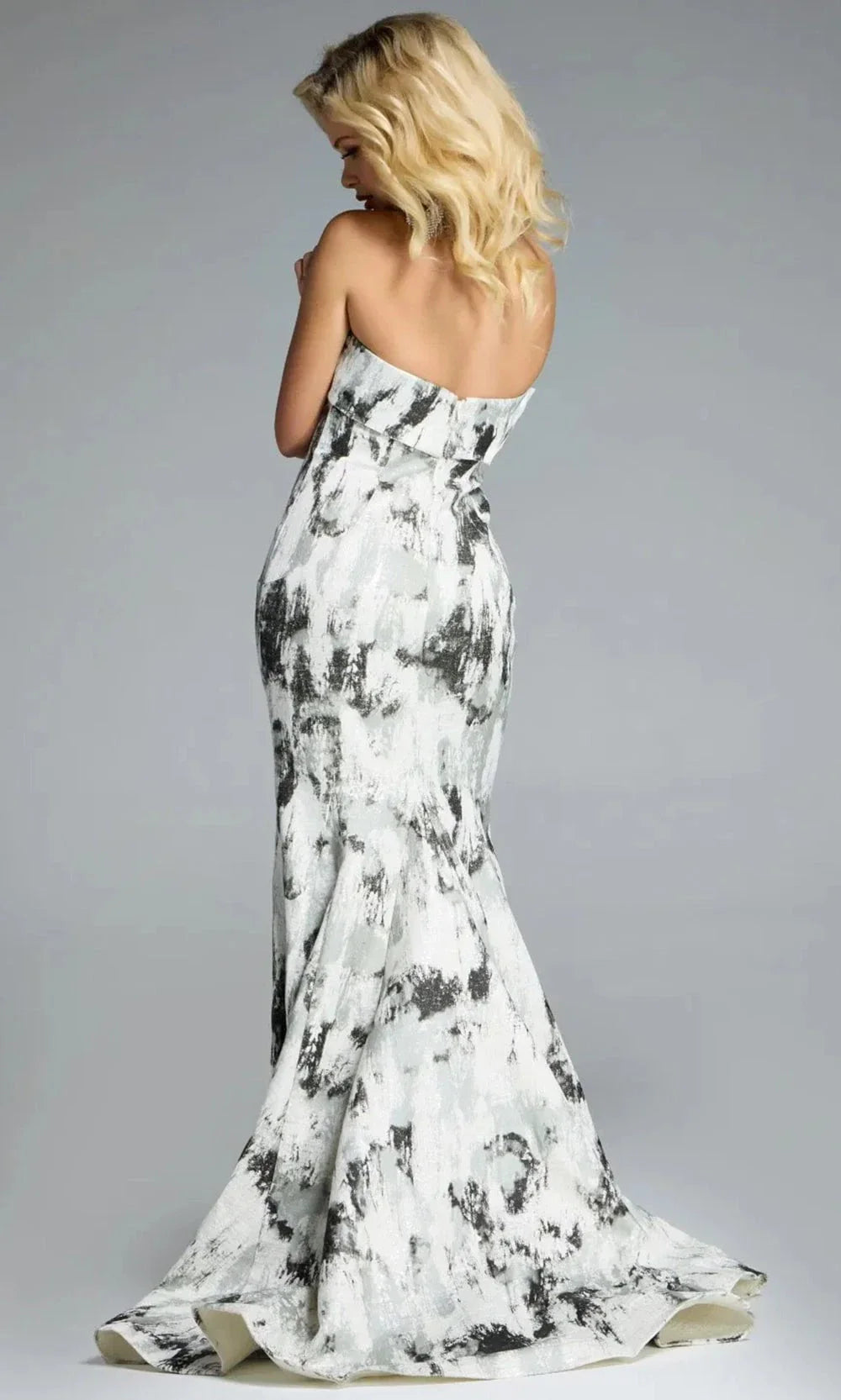 Textured Off-Shoulder Flared Gown by Jovani