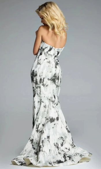 Jovani 43977 - Textured Off-Shoulder Flared Gown